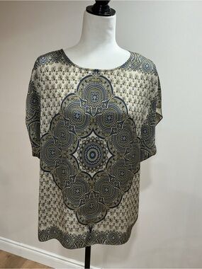 Wby Worth Women's Paisley Medallion Print Blouse size large